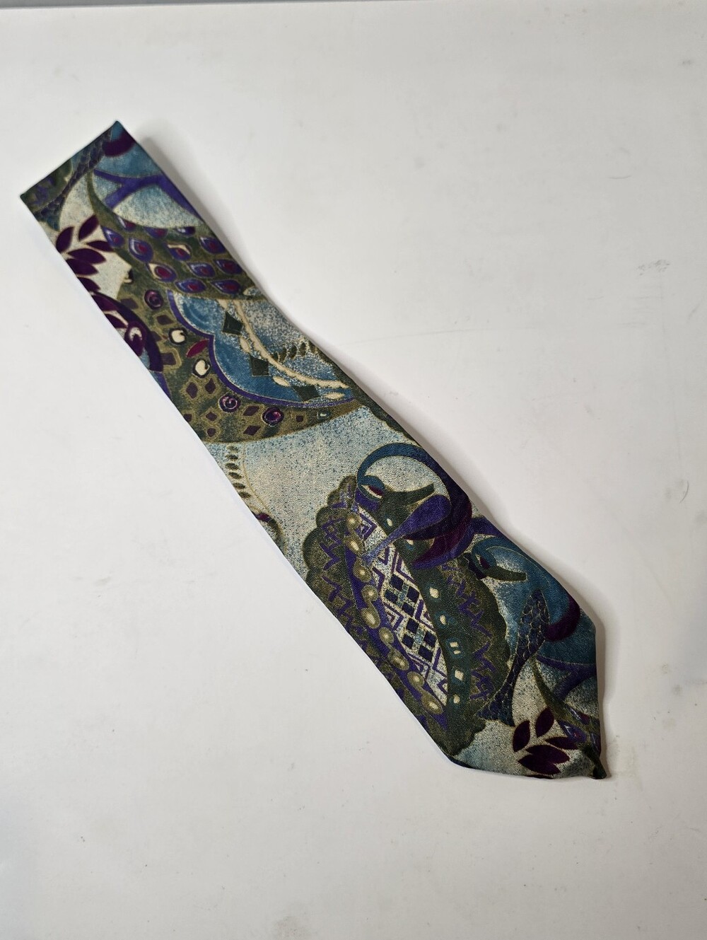 Vintage Cezani Silk Peacock Tie